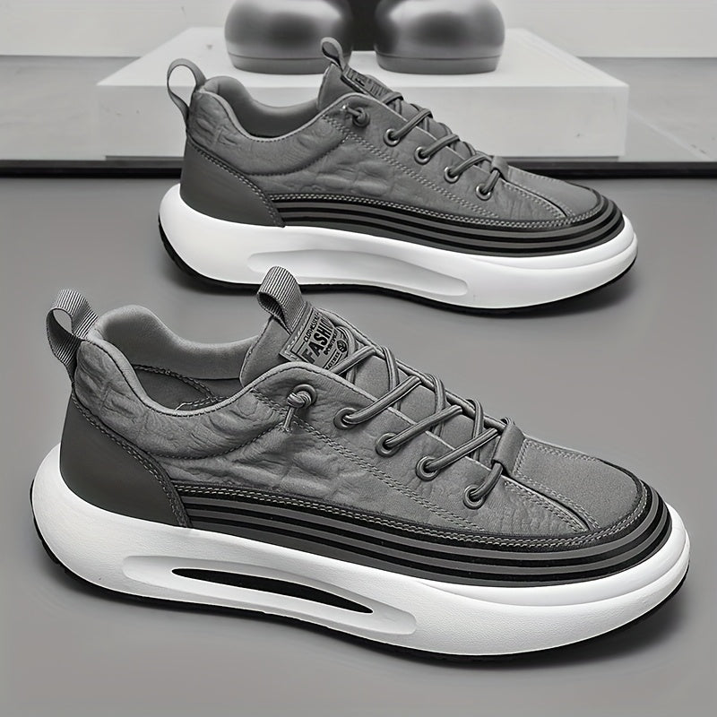 Men's Slip-On Casual Sneakers - Breathable Comfortable Low-Top Shoes with Elastic Panels, PU Upper  PVC Sole for Outdoor Hiking, Running, Daily Wear - All-Season Versatile Streetwear, Hiking Street Shoes, Modern Street Shoes