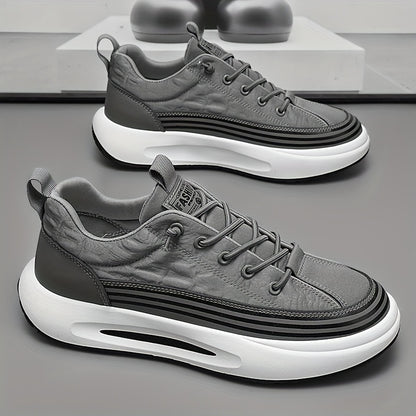 Men's Slip-On Casual Sneakers - Breathable Comfortable Low-Top Shoes with Elastic Panels, PU Upper  PVC Sole for Outdoor Hiking, Running, Daily Wear - All-Season Versatile Streetwear, Hiking Street Shoes, Modern Street Shoes