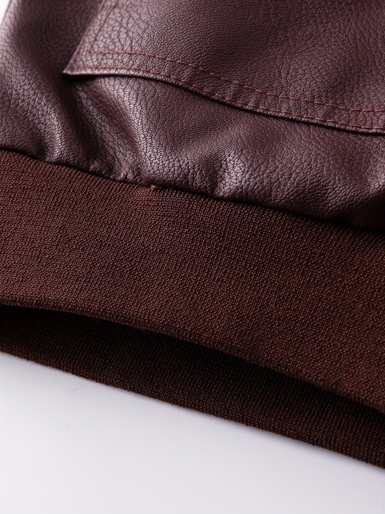 Men'S Faux Leather Bomber Jacket with Fleece Lining - Casual Motorcycle Style, Zip-Up, Long Sleeve, Drop Shoulder, Polyester Lining, Regular Fit, Outdoor & Hiking Wear, Outdoor Jacket | Bomber Jacket | Polyester Lined Jacket