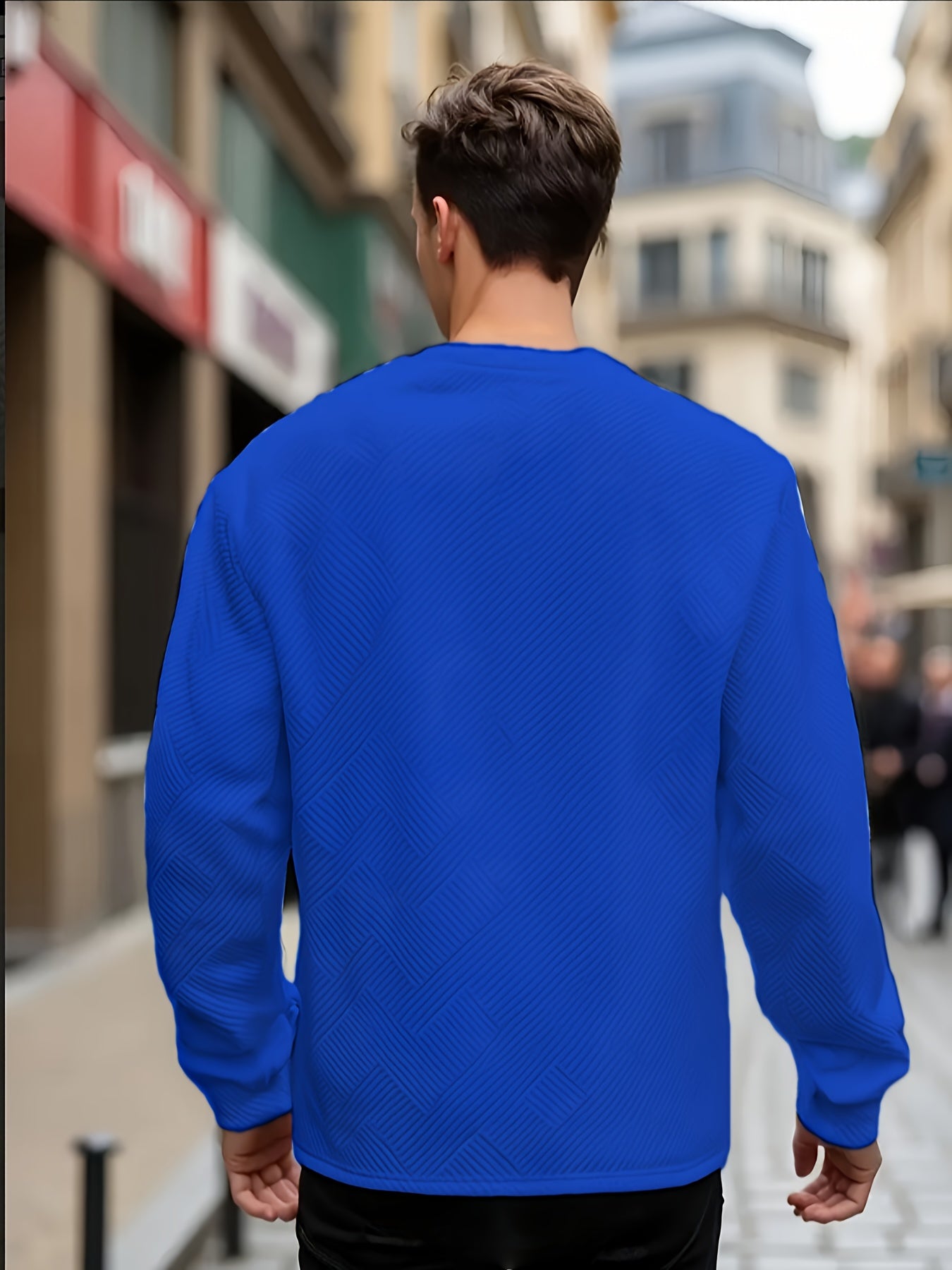 Men'S Casual Long Sleeve Crew Neck Sweatshirt | Heavyweight Geometric-patterned, Regular Fit, Ideal for Spring/Fall