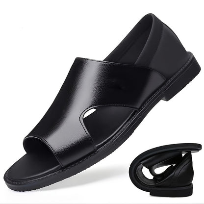 Men's Minimalist PU Sandals with Soft Rubber Sole, All-Season