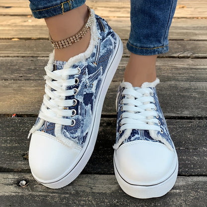 Women's Cartoon Print Sneakers, Lace Up Lightweight Soft Sole Skate Shoes, Low-top Walking Comfy Shoes plus size