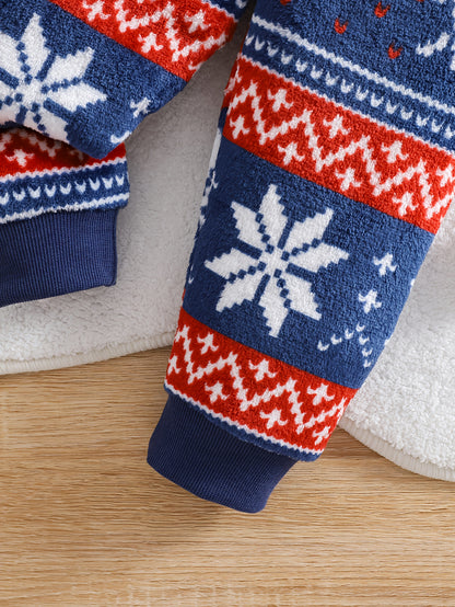 2pcs Girls' Cute Deer Print Fashionable Thick Flannel Set for Autumn/Winter, Soft and Comfortable Warm Outfit, Versatile Casual Attire with Outdoor Activities, Winter Clothing, Autumn Fashion, Stylish Kids' Wear, Playful Desi