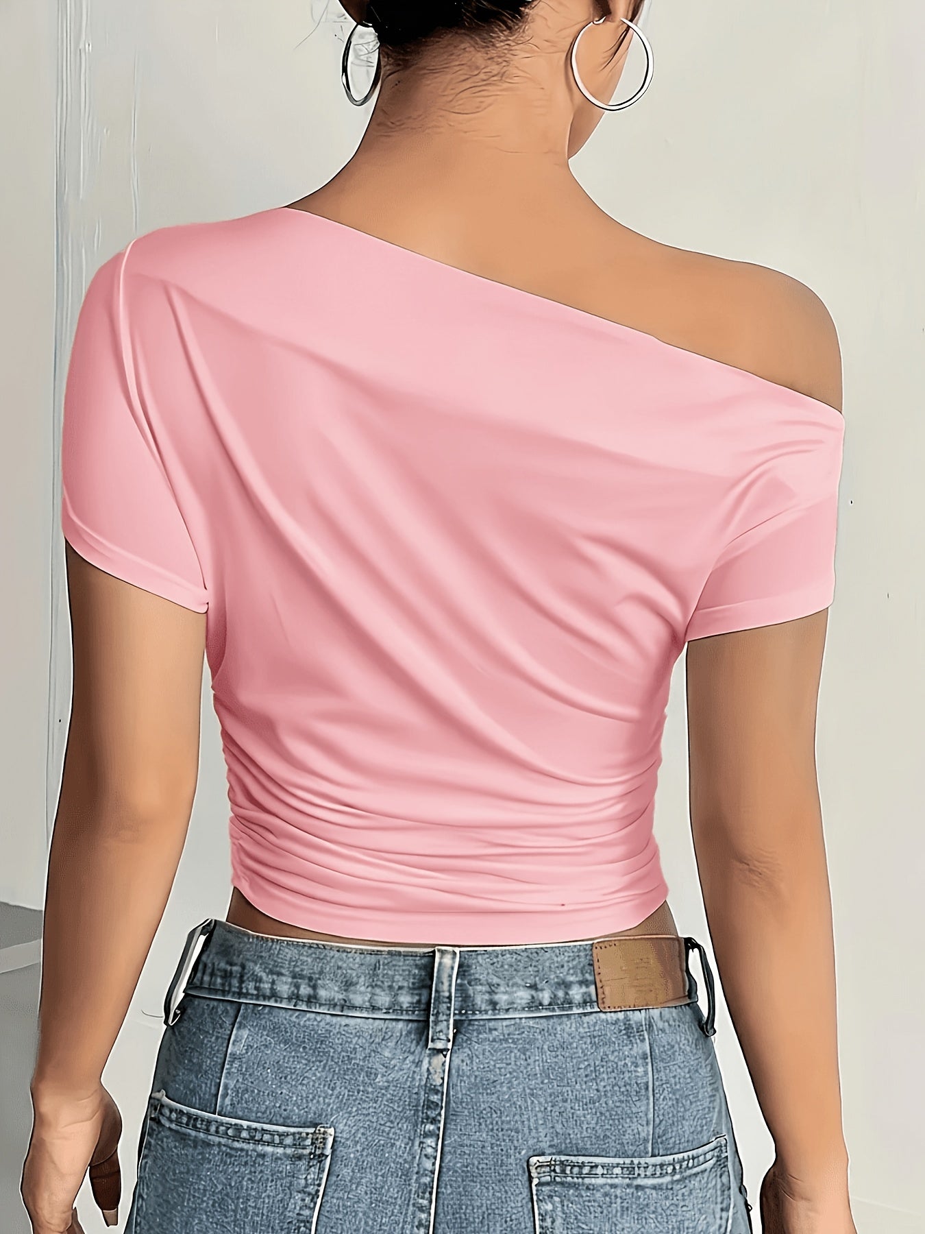 Elegant Off-Shoulder Asymmetrical Knit T-Shirt for Women