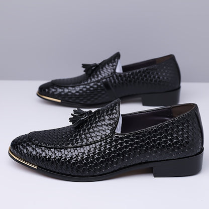 Men's Casual Woven Pattern Loafers with Pointed Toe