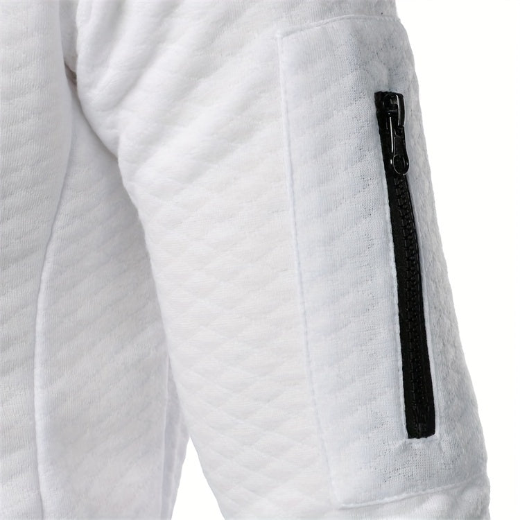 Men's Casual Full Zip Bomber Jacket, Warm Comfy Blouson Jacket For Autumn And Winter Outdoor Activity