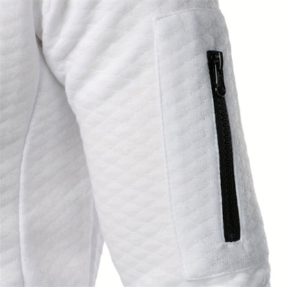 Men's Casual Full Zip Bomber Jacket, Warm Comfy Blouson Jacket For Autumn And Winter Outdoor Activity