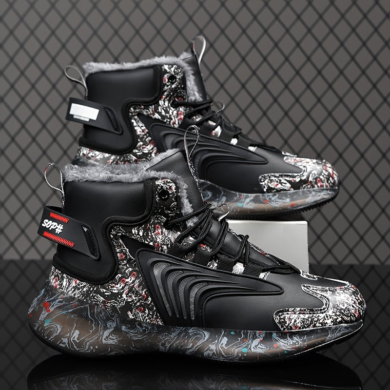 Men'S Winter Snow Boots with TPU Sole & Fleece - Heavy-Duty High-Top Ankle Support, Warm Thermal Insulation, Lace-Up Closure, Thick, Winter Boots, Cold Weather Footwear, Durable Traction Footwear, Outdoor Footwear, Rugged Des