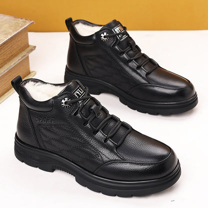 Men's Outdoor Casual Shoes, Comfortable Lace-up Design, Wear-Resistant and Non-Slip Lug Sole, Suitable for Winter Hiking and Daily Casual Occasions, Classic High-Top Work Boots