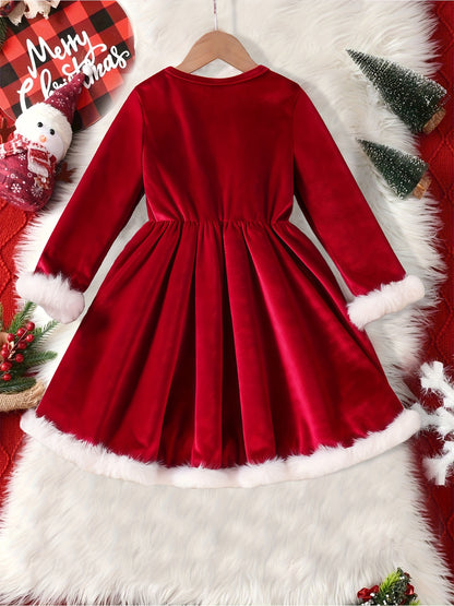High-End Romantic Gorgeous Elegant Red Round Neck Pearl Straight-Leg Long Sleeve Cuff Skirt with 3D Bow Spring Autumn New Dress Suitable for Daily Wear, Parties, Holidays, Christmas Vacation Banquet, Campus Performance Outing