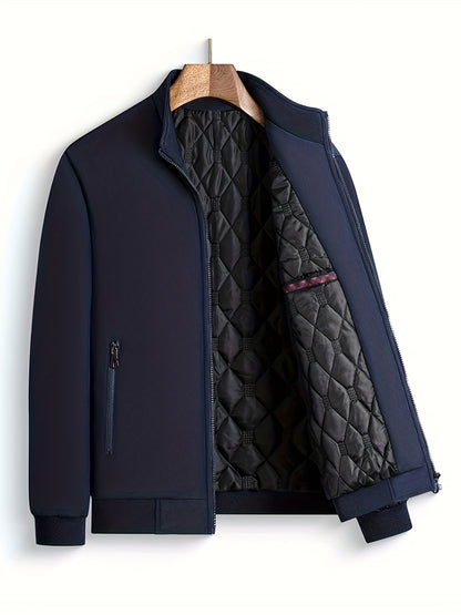 Men's Polyester Fleece Jacket - Basic 100% Polyester Stand Collar Zippered Sweatshirt - Non-Stretch, Solid Color Golf & Casual Outdoor Jacket - Spring/Fall All-Purpose Regular Fit Hiking, Camping, Streetwear & Indoor Use