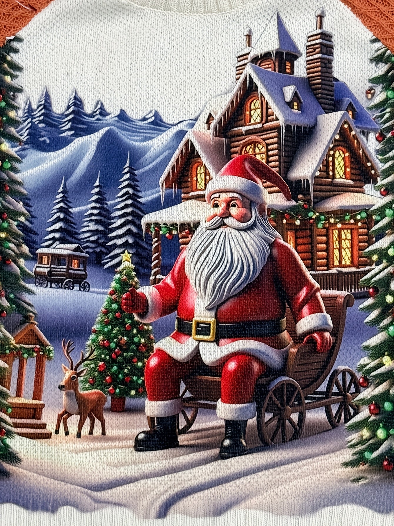 Women's 2025 Winter Knitted Christmas Sweater: Santa Claus Print and Shoulder Paneling - Cozy Sweater, Warm Holiday Fashion for Holiday Parties, Christmas Gift for Women (Loose Fit)