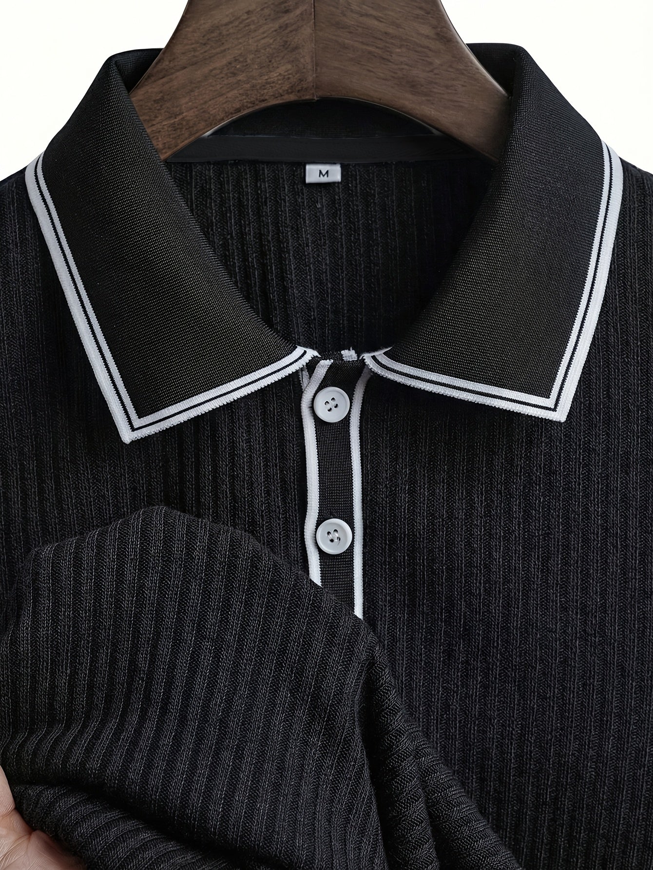 Men's Summer Casual Polo Shirt with Contrast Collar