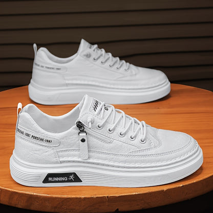 Men's Low-Top Sneakers with Side Zipper - Upper & Cushioned Rubber Sole, Round Toe Casual Lazy-/Shoe for Daily Wear,, Office - Trendy Minimalist Sneakers - ayq