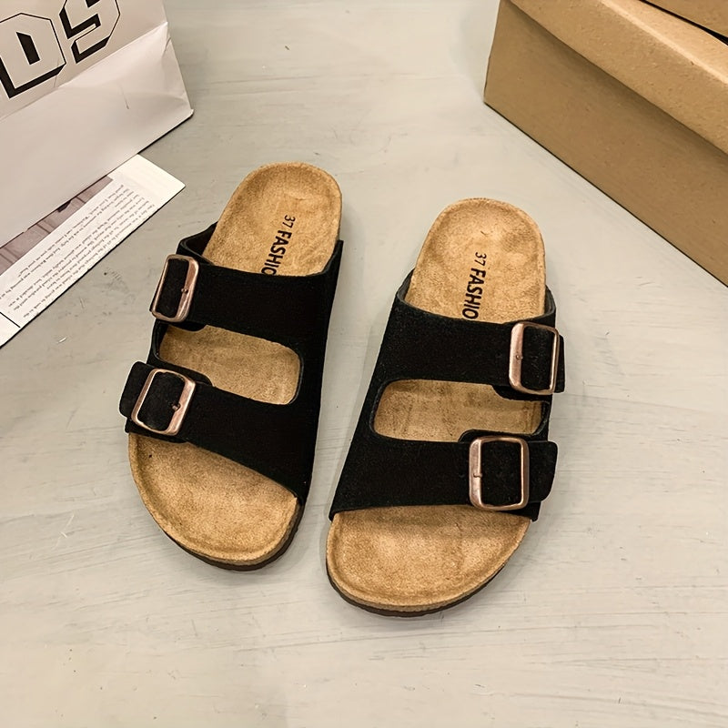 Men's Retro Adjustable Buckle Slippers with Mid-Thick Sole