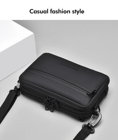 WEIXIER Men's Casual Nylon Handbag - Large Capacity with Adjustable Wrist Strap, Sleek Black for Daily Use, Valentine's Day Gift for Him, Outdoor Bag   Casual Style   Nylon Material