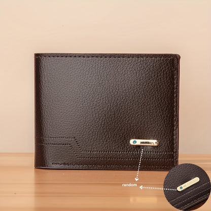 Men's Sleek Lychee Pattern Wallet - Large Capacity, Multi-Card Holder with Soft Faux Leather - Perfect for Christmas & Valentine's Day Gifts