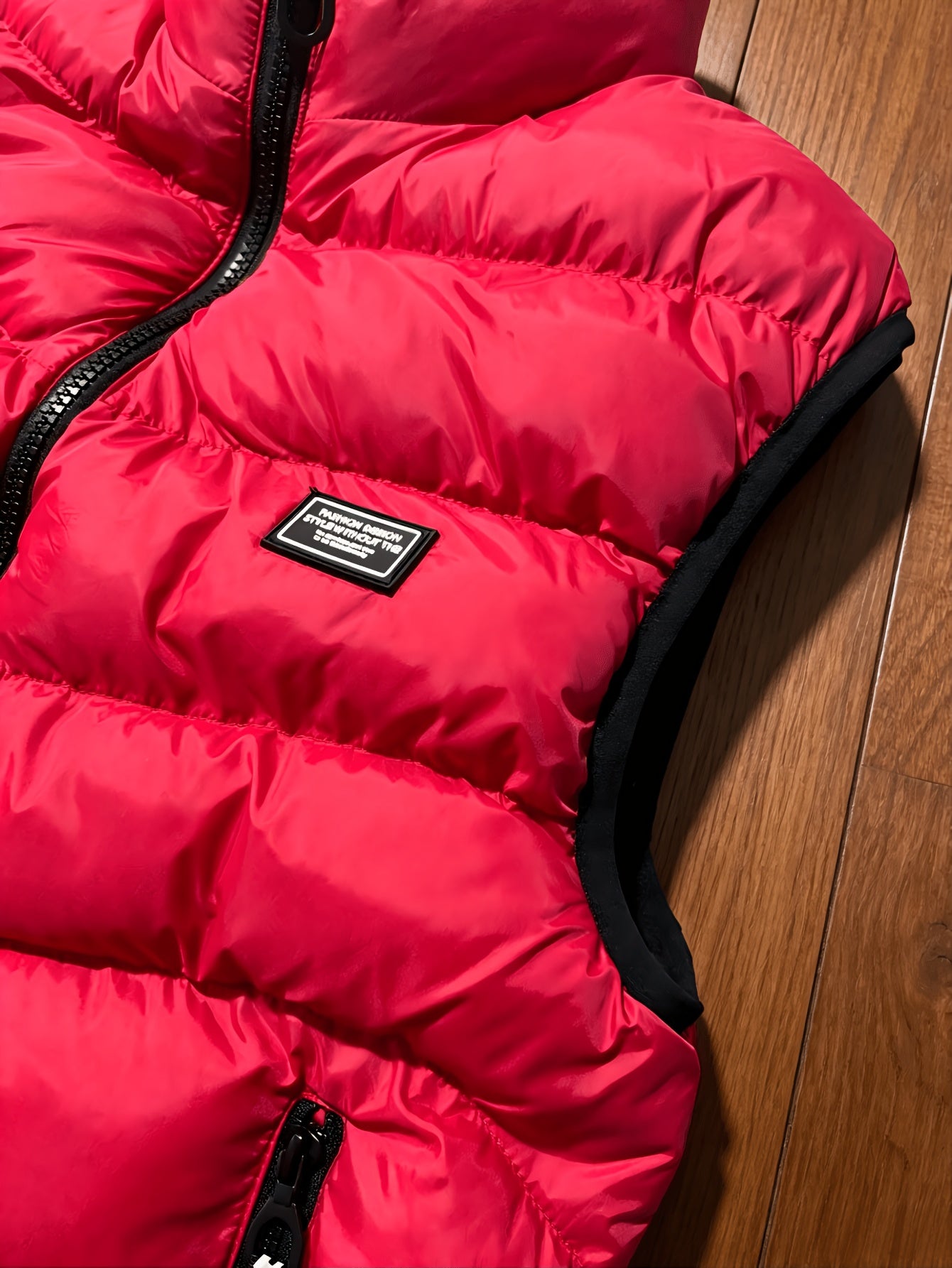Men's Thickened Polyester Warm Vest with Full-Zip and Stand Collar