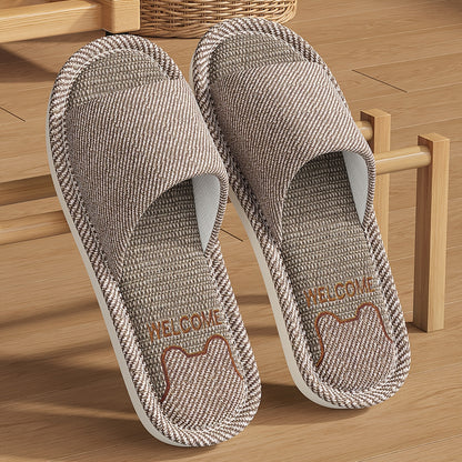 Unisex Cozy Linen Slip-On Slippers with Anti-Slip EVA Sole