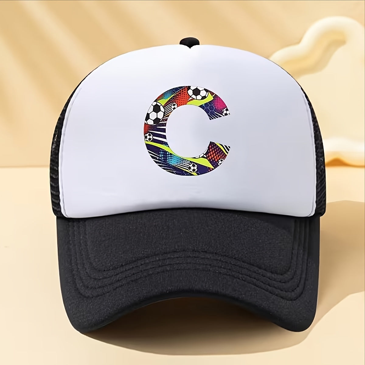 Boys' Breathable Soccer Alphabet Mesh Baseball Cap - Summer Style