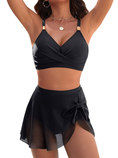 Elegant Two-Piece Off-Shoulder Bikini Set with Mesh Detail
