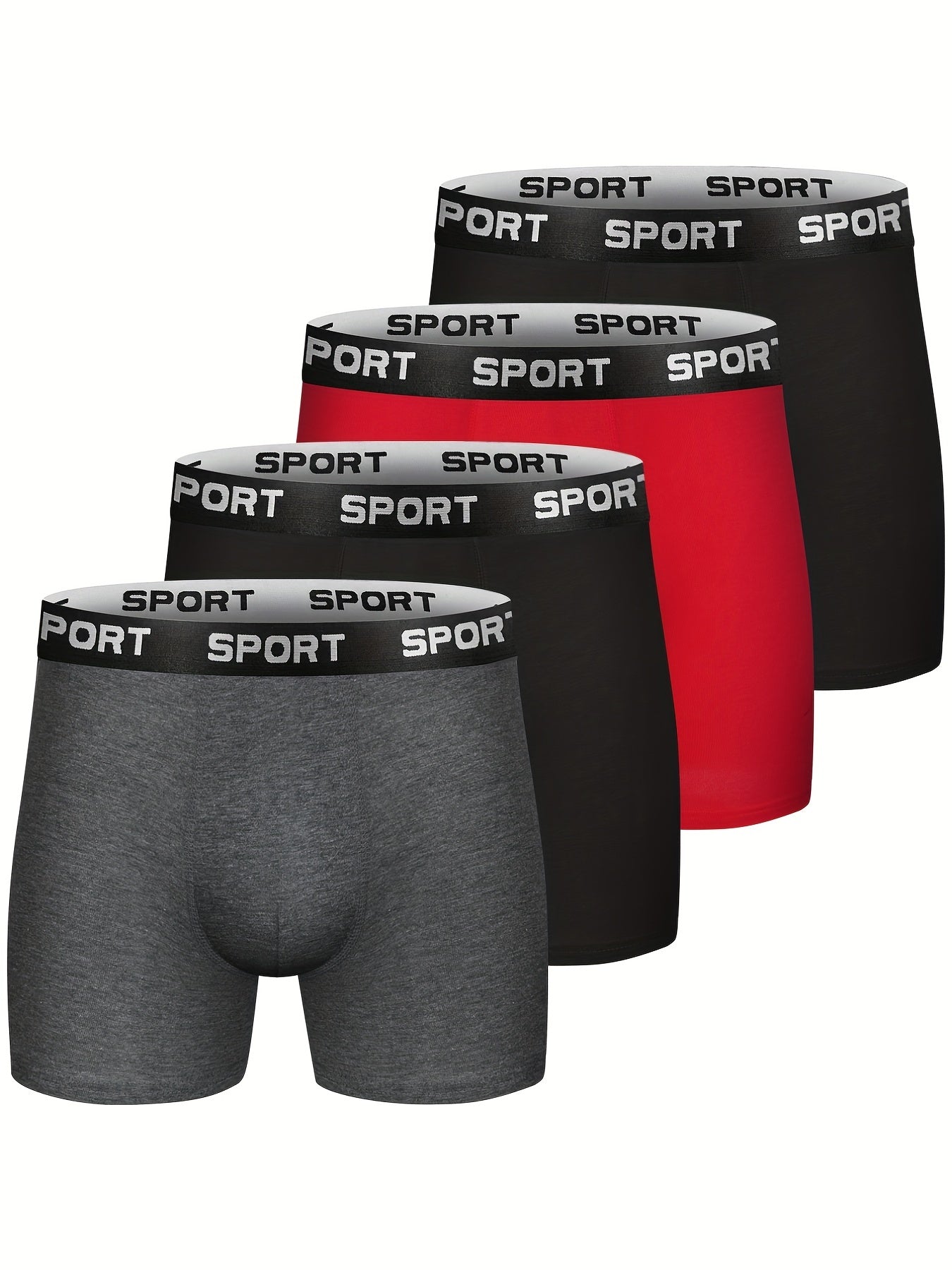 Men's 4-Pack Cotton Stretch Trunk Underwear with Wide Elastic Band