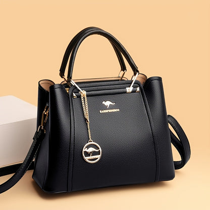 Elegant Women's Fabric Handbag with Metal Accents - Versatile Style