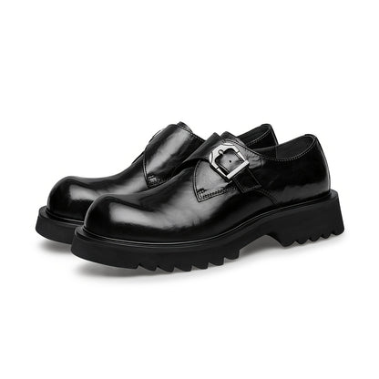 Men's Casual Leather Slip-On Business Shoes with Thick Sole