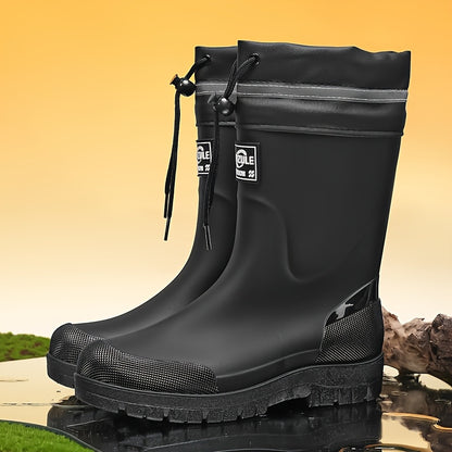 Men's Lightweight Rubber Rain Boots Casual Mid-Calf Style