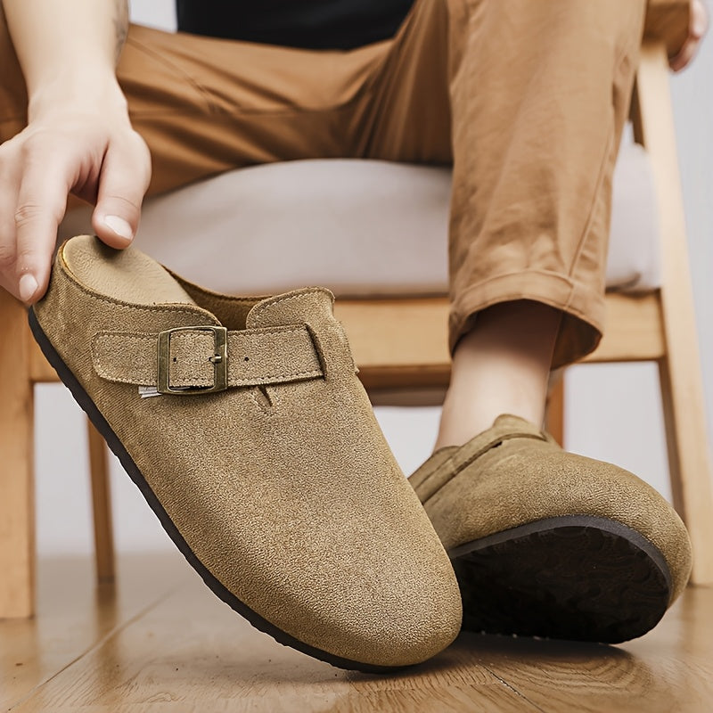 Men's Comfortable Backless Slip-On Slippers with Thick Sole