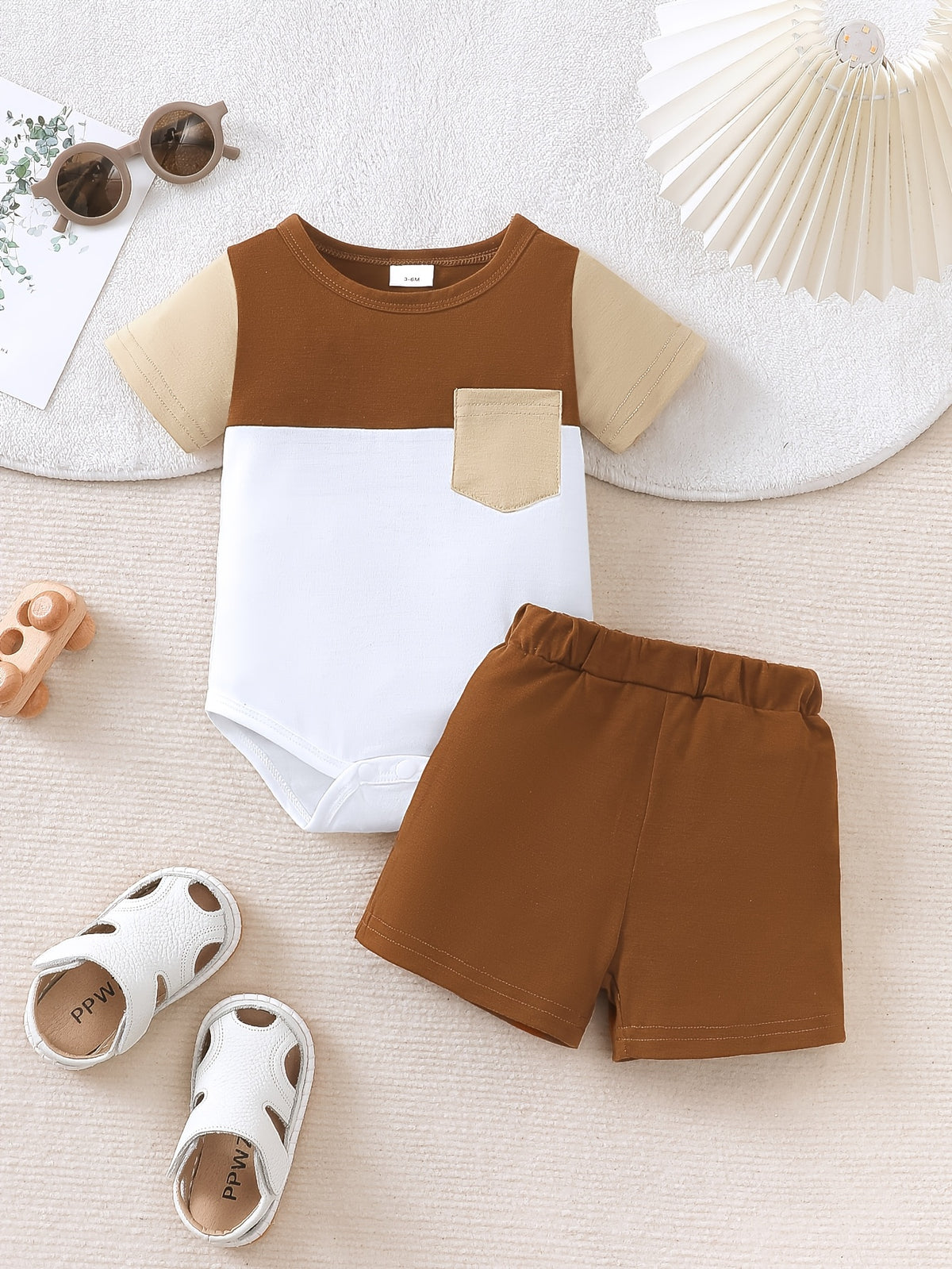 Baby Boy Summer Romper Set Casual Patchwork 2pcs Outfit - ayq