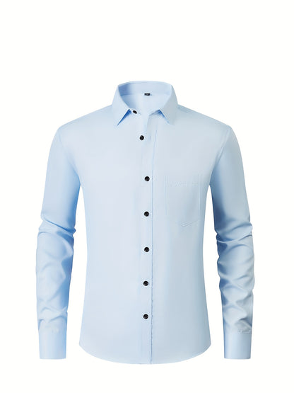 Boys' Slim Fit Long Sleeve Formal Dress Shirt with Stretch
