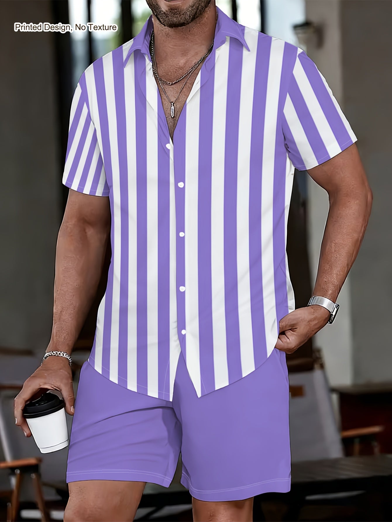 Men's Casual Summer Shirt & Shorts Set with Unique Print