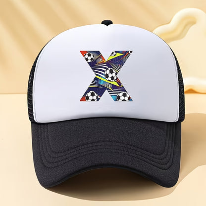 Boys' Breathable Soccer Alphabet Mesh Baseball Cap - Summer Style