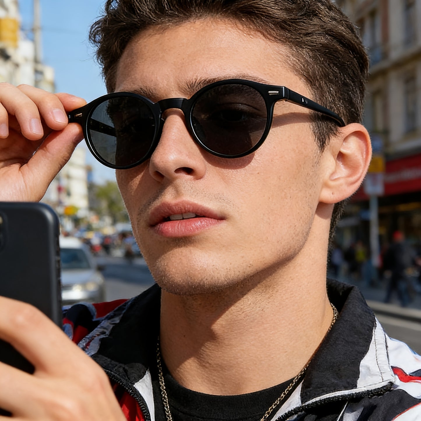 Unisex Amber Round Sunglasses with UV400 Protection
