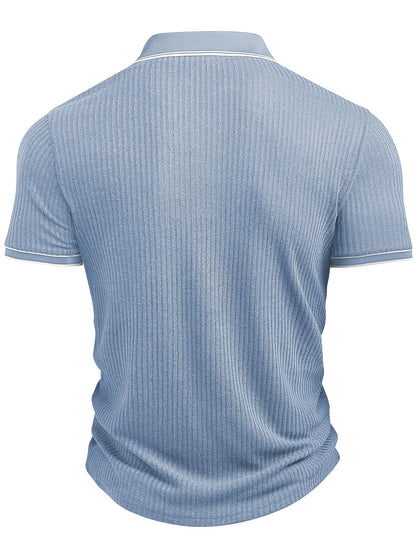 Men's Summer Casual Polo Shirt with Contrast Collar