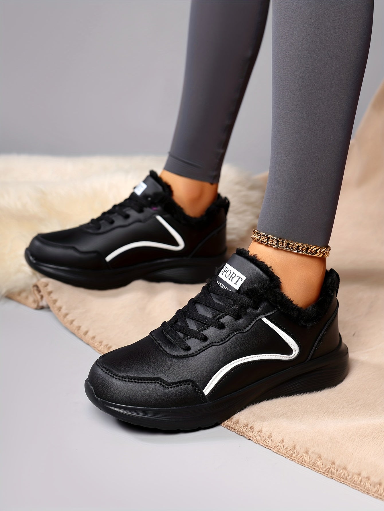 Women'S Winter Snow Boots - Thick Platform Sole for Traction, Lightweight Cold Weather Shoes with Lace-Up Closure, Slip-Resistant EVA Outsole - All- Synthetic faux leather-like Upper - Warm Insulated for Running, Hiking, Ever