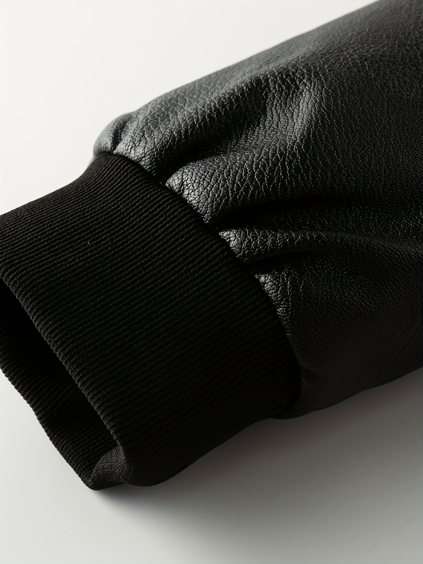 Men'S Faux Leather Bomber Jacket with Fleece Lining - Casual Motorcycle Style, Zip-Up, Long Sleeve, Drop Shoulder, Polyester Lining, Regular Fit, Outdoor & Hiking Wear, Outdoor Jacket | Bomber Jacket | Polyester Lined Jacket