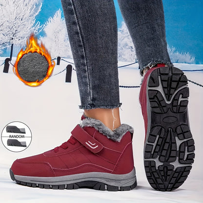 's & 's Winter Warm Ankle Boots with Lace-Up & Buckle Closure, Traction Tread Sole, Round Toe -like Upper - All-Terrain Ice/Snow Boots for, Outdoor, Daily Cold Weather (Unisex, Dark Grey/Brown)