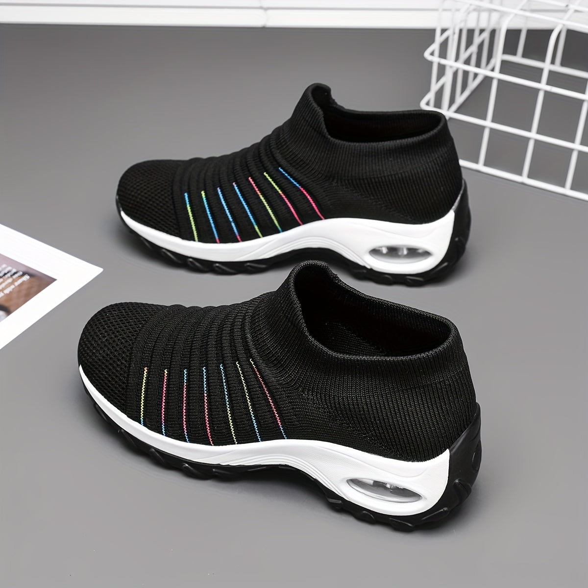Women's Slip- Shoes - Lightweight Breathable Fabric Upper, Soft Cushioned PU Sole, Low-Top Casual Sneakers for Walking, Jogging  Casual Attire - All-Season Comfort (Black), Ladies Sneakers, Allseason Footwear, Stylish Slipon
