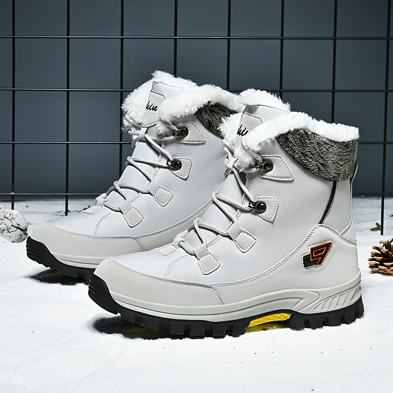 Men's & Women's Winter Snow Boots with Plush Lining & Slip-Resistant Rubber Sole - High-Ankle Lace-Up PU Shell, Insulated Cold-Weather Traction for Hiking, Hunting, Outdoor Activities - Unisex Heavy-Duty Round-Toe Boots for M