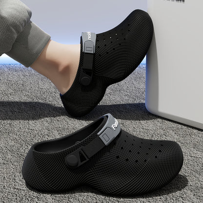 Unisex EVA Summer Slides with Textured Hole Design, Thick Sole