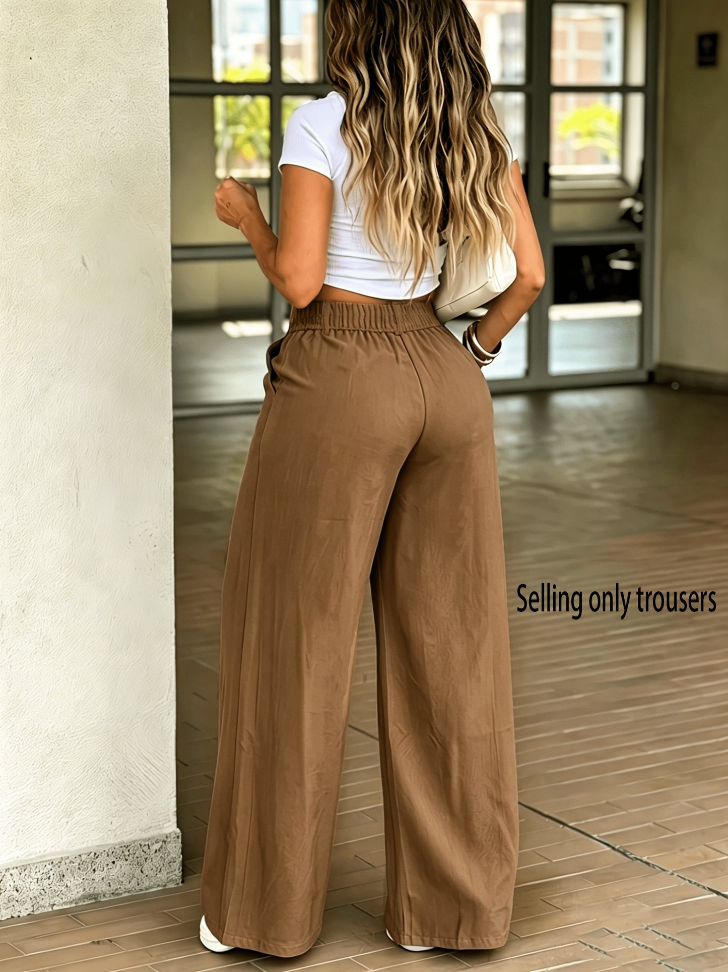 Women's High-Waist Wide-Leg Flowing Casual Trousers