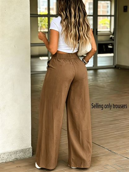 Women's High-Waist Wide-Leg Flowing Casual Trousers
