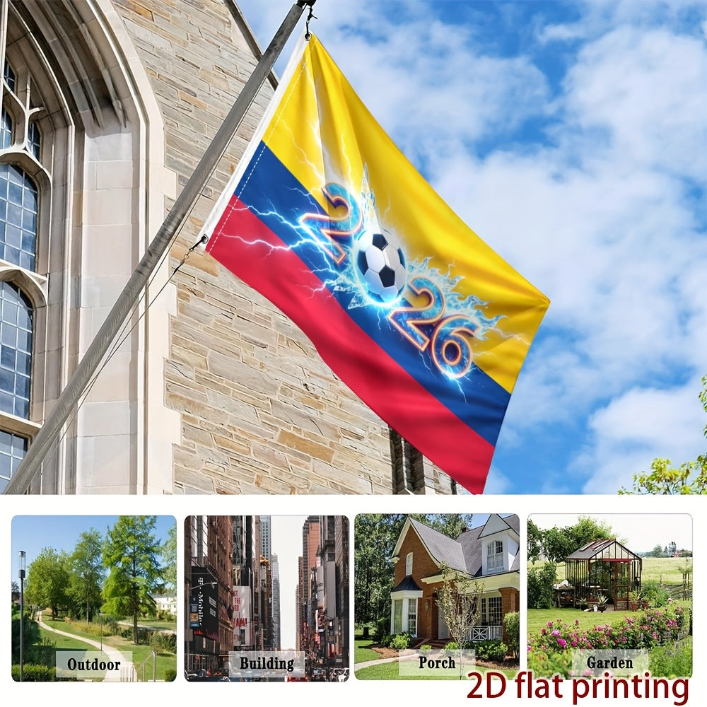 2D Flat Colombia 2026 Football Fan Cheer Flag Banner