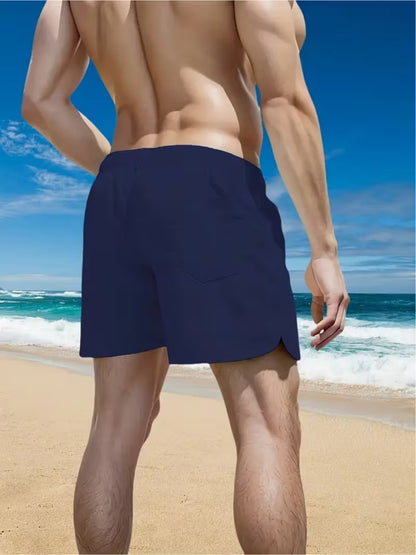 Men's Casual Quick-Dry Beach and Surf Shorts with Geometric Pattern