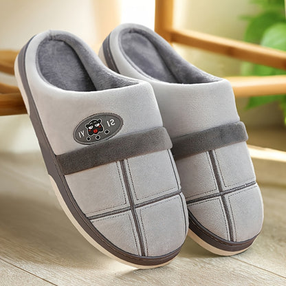 Men's Plush Memory Foam Plaid Slippers for Winter Comfort