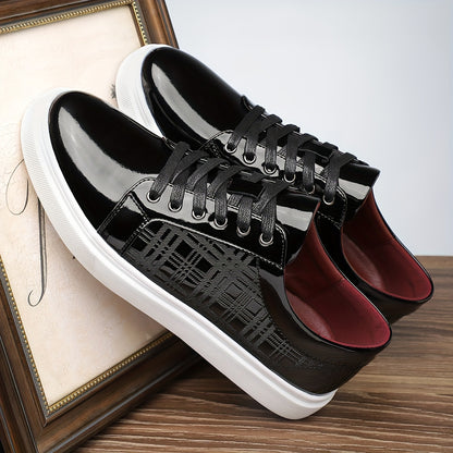 Sneakers, Shoes, White Rubber Sole, Exquisite Lattice Embossing on The Side, Lace-Up Round Toe, Versatile for Everyday Wear in All Four Seasons - ayq