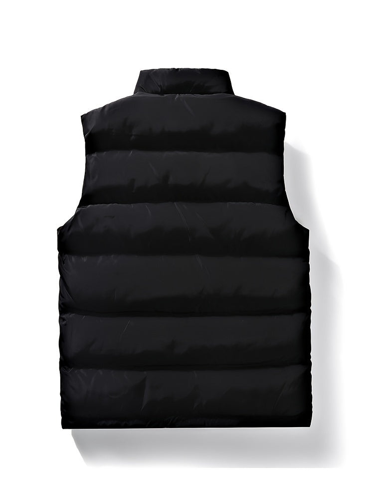 A Stylish New Men'S American-Style Vest, Featuring a Warm And Thick Black Design, Comfortable And Suitable for Winter, Lightweight And Foldable, Perfect for Skiing