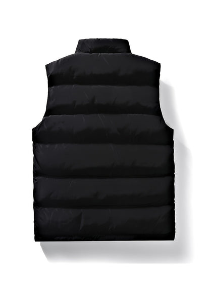 A Stylish New Men'S American-Style Vest, Featuring a Warm And Thick Black Design, Comfortable And Suitable for Winter, Lightweight And Foldable, Perfect for Skiing